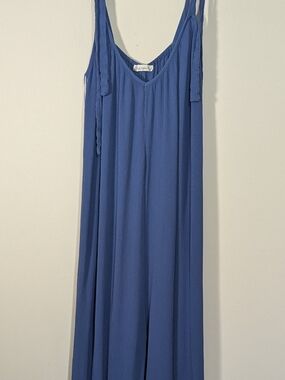 Kiwi & Punch Blue Wide Leg Jumpsuit Women Small Boho Flowy Sleeveless